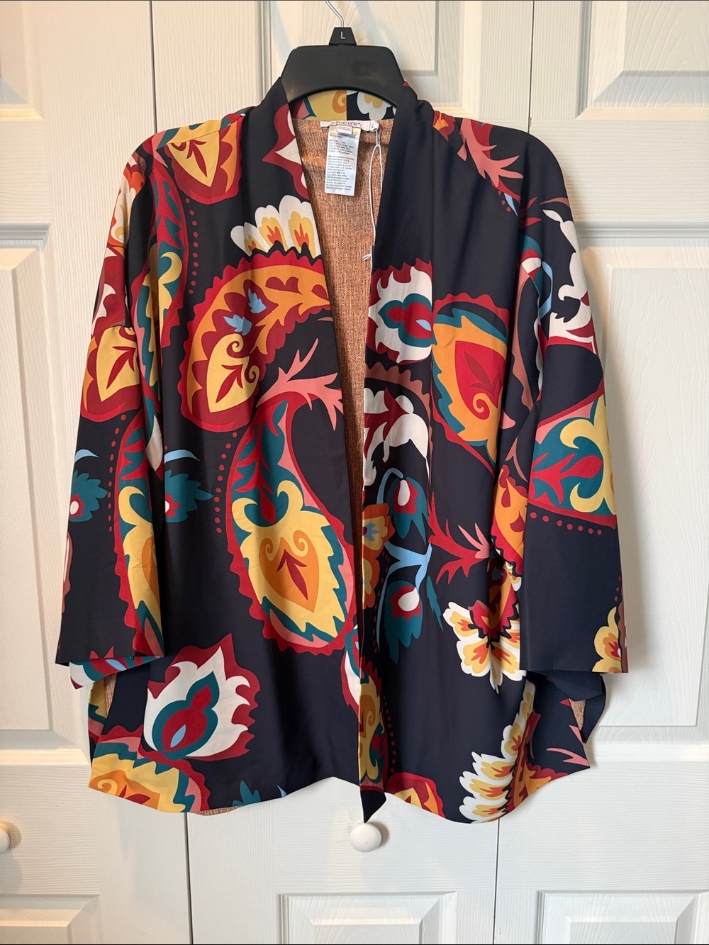 # NWT L/XL Chico’s Perennial Vine Short Kimono Open Front Kimono Jacket - Picture 6 of 9